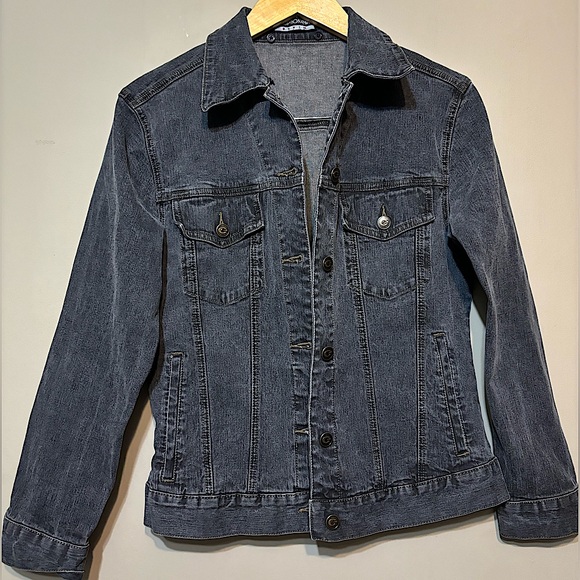 OPTIONELLE Black Cotton Denim Jacket, Stretch - Picture 1 of 7